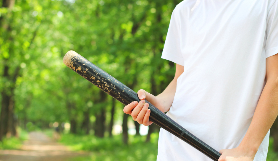 Baseball bat in her booty